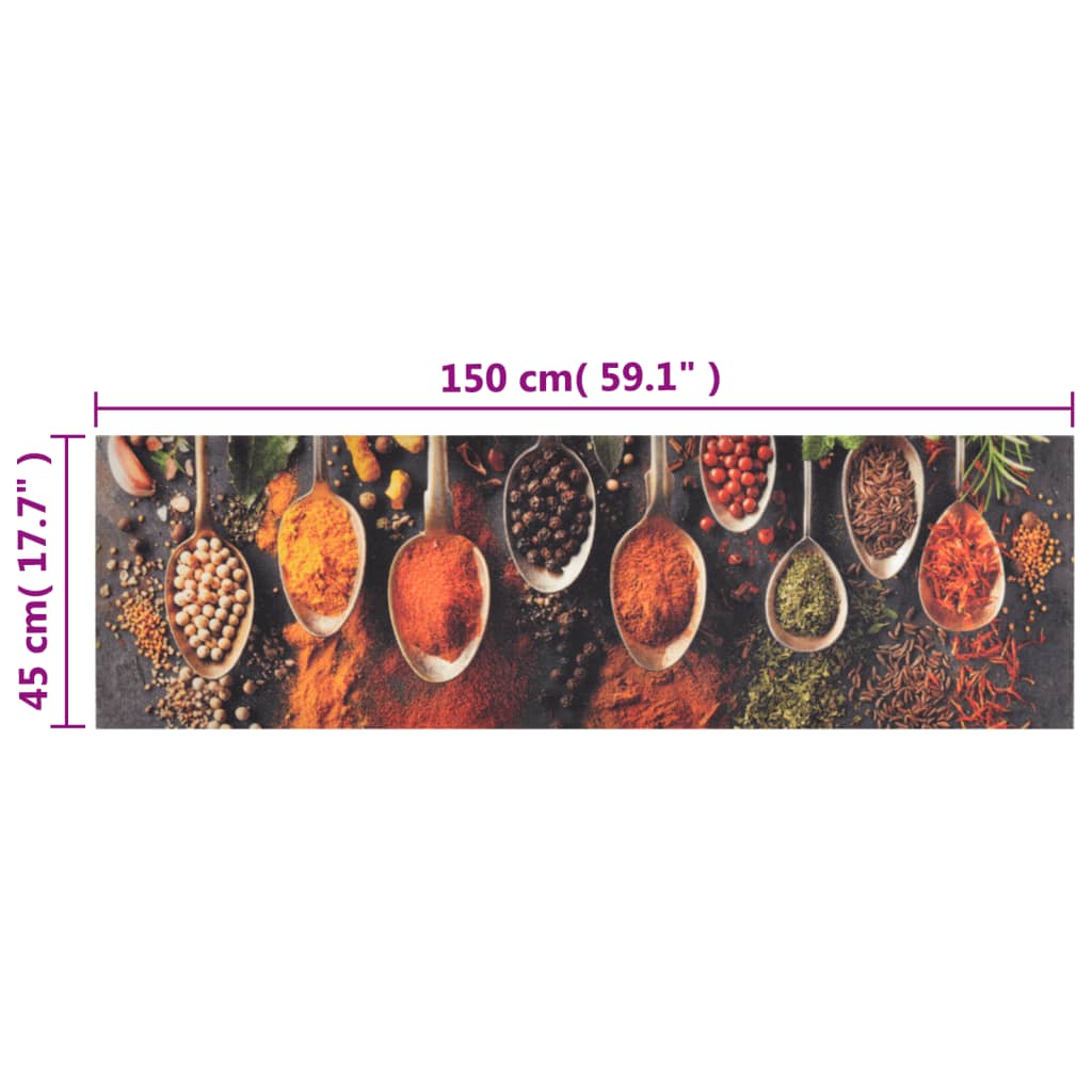 Tapete de cozinha lavável 45x150 cm veludo colheres/especiarias