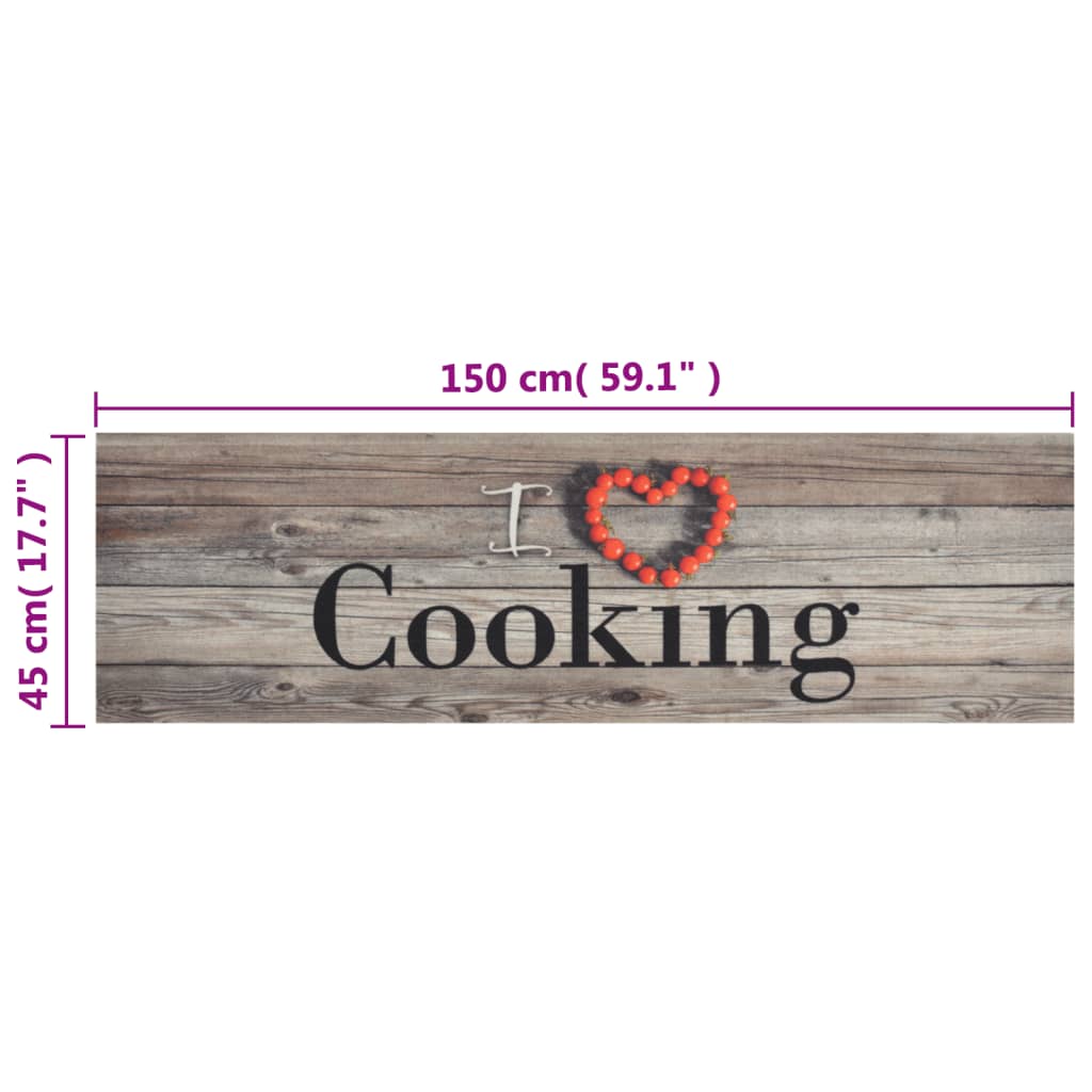 Tapete de cozinha lavável 45x150 cm veludo padrão cooking cinza