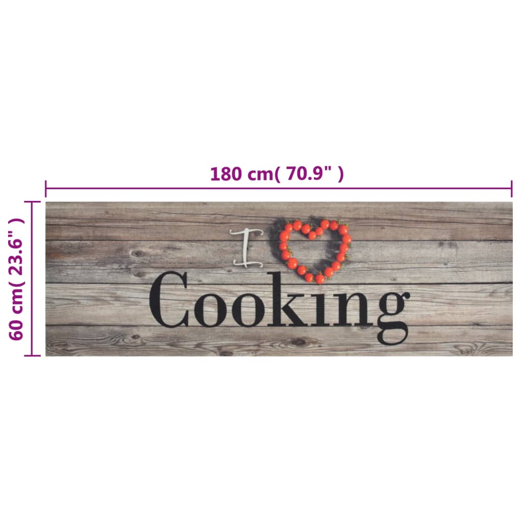Tapete de cozinha lavável 60x180 cm veludo padrão cooking cinza