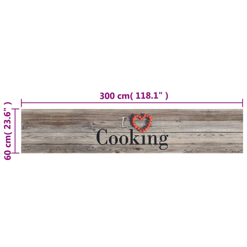 Tapete de cozinha lavável 60x300 cm veludo padrão cooking cinza