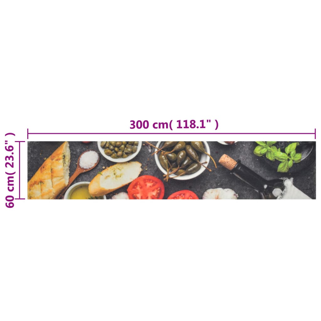 Tapete de cozinha lavável 60x300 cm veludo padrão vinho/jantar
