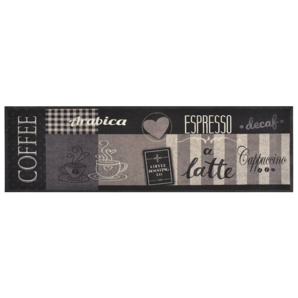 Tapete de cozinha lavável 45x150 cm veludo padrão café preto