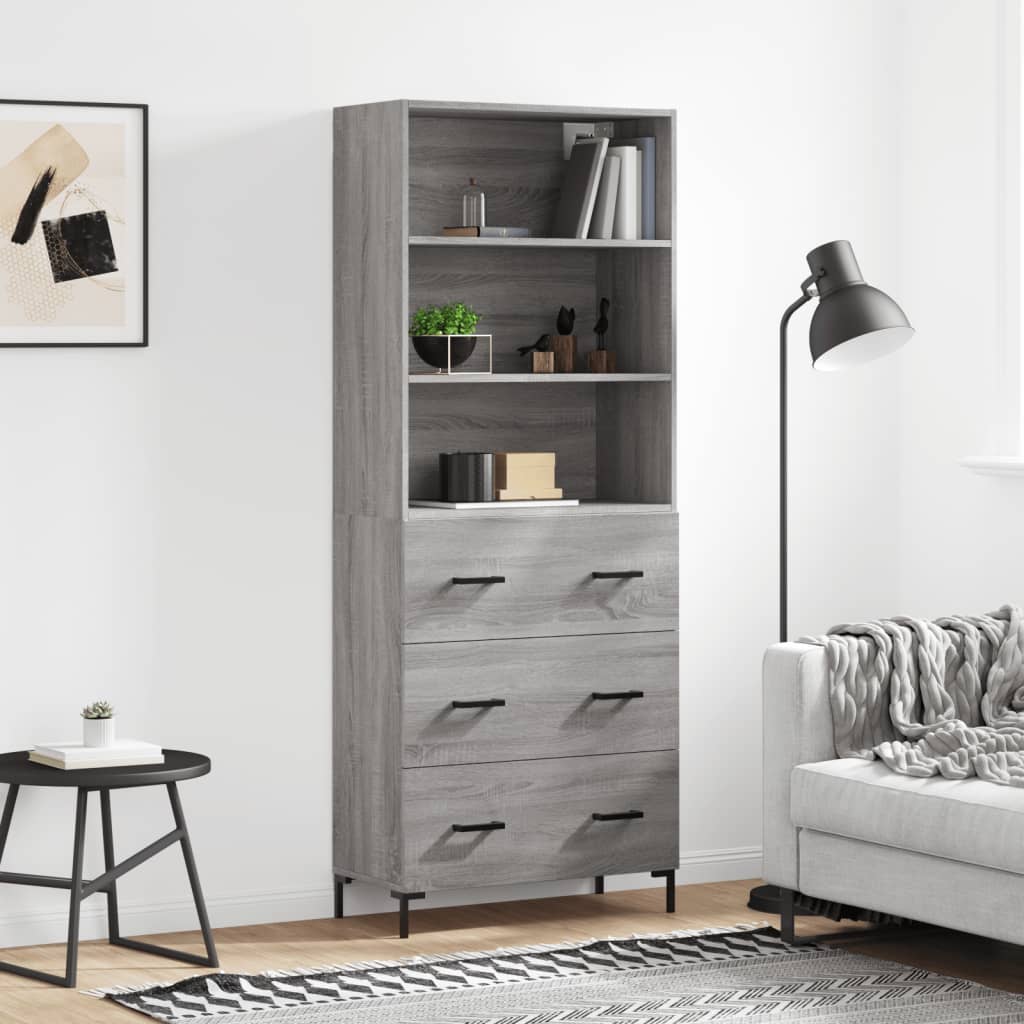 Armário alto 69,5x34x180 cm derivados de madeira sonoma cinza