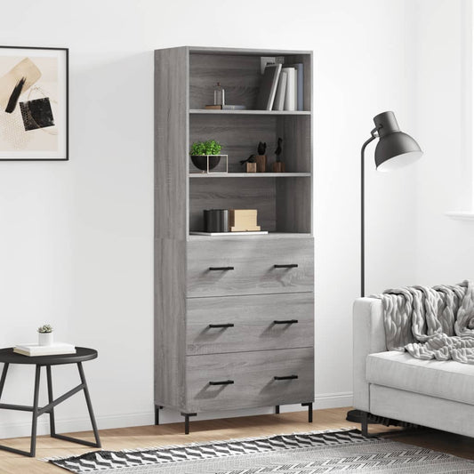 Armário alto 69,5x34x180 cm derivados de madeira sonoma cinza