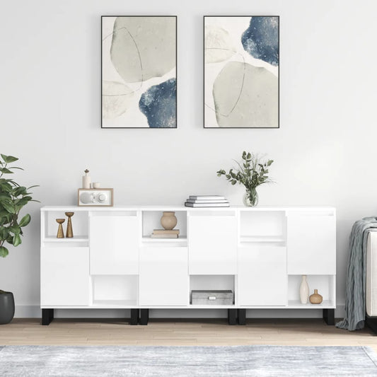 Aparadores 3 pcs derivados de madeira branco brilhante