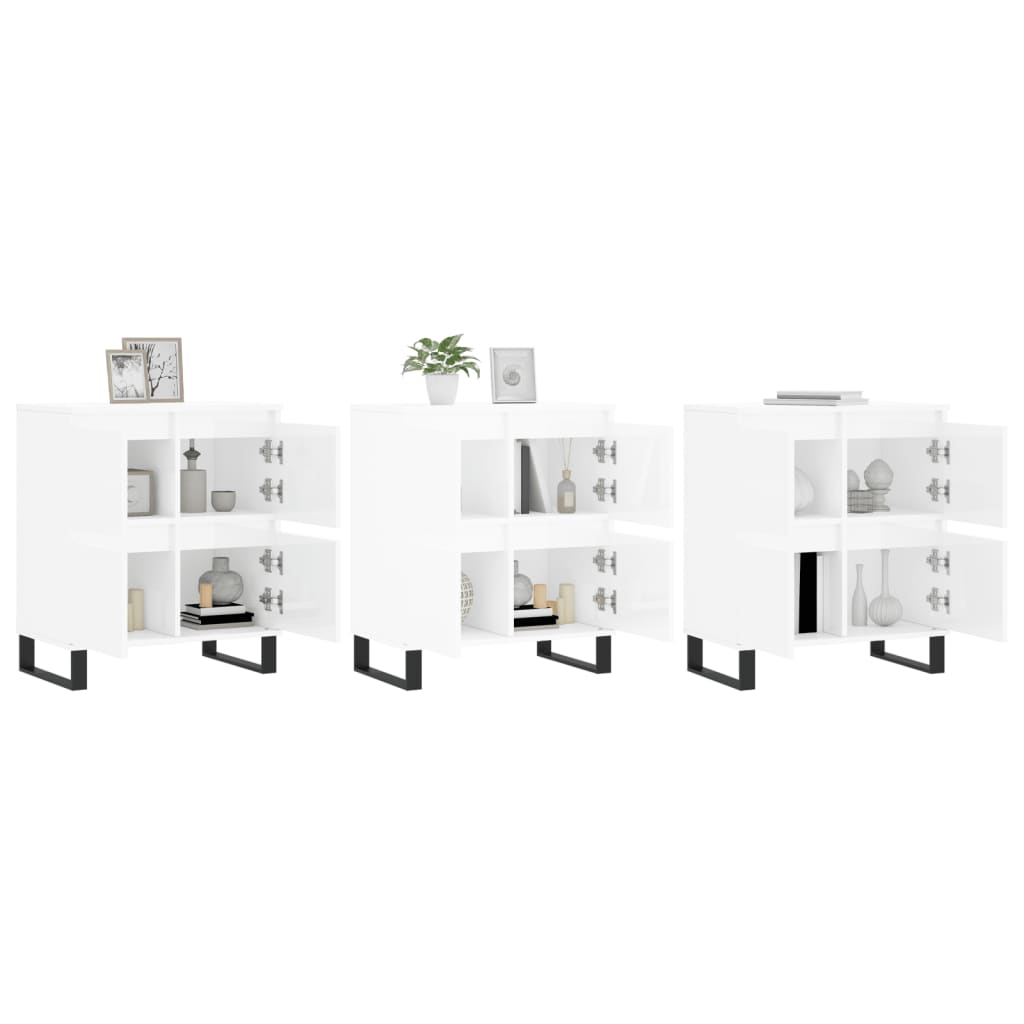 Aparadores 3 pcs derivados de madeira branco brilhante