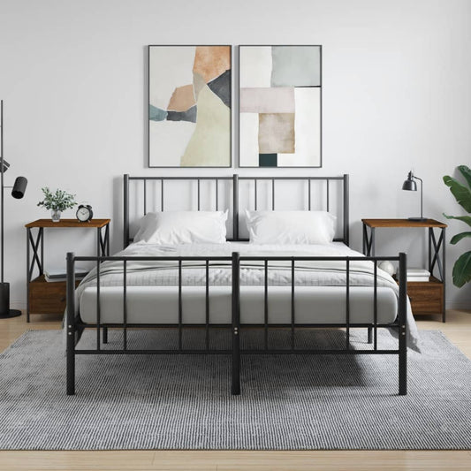 Mesas cabeceira 2 pcs derivados de madeira carvalho castanho