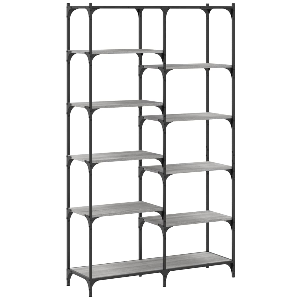 Estante 100x32x170 cm derivados de madeira e ferro cinza sonoma