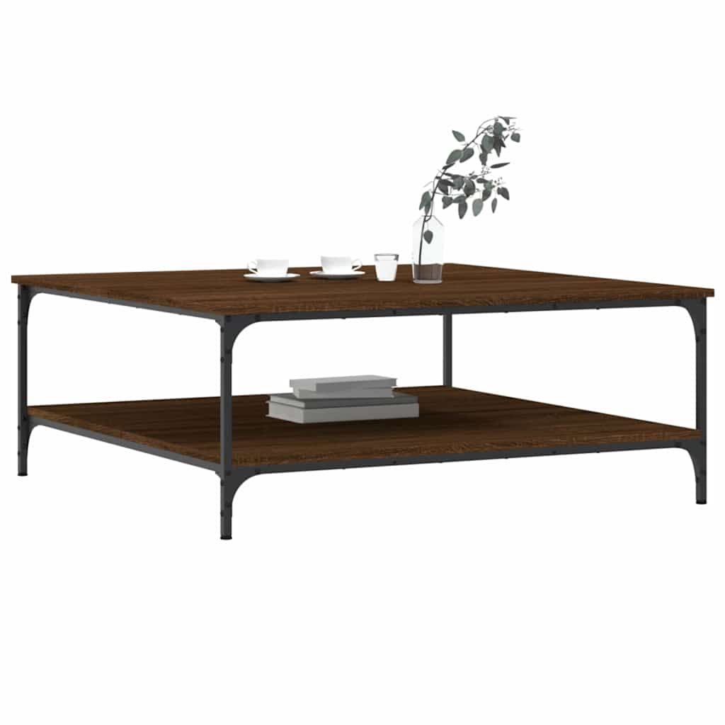 Mesa de centro 100x100x40cm derivados madeira carvalho castanho