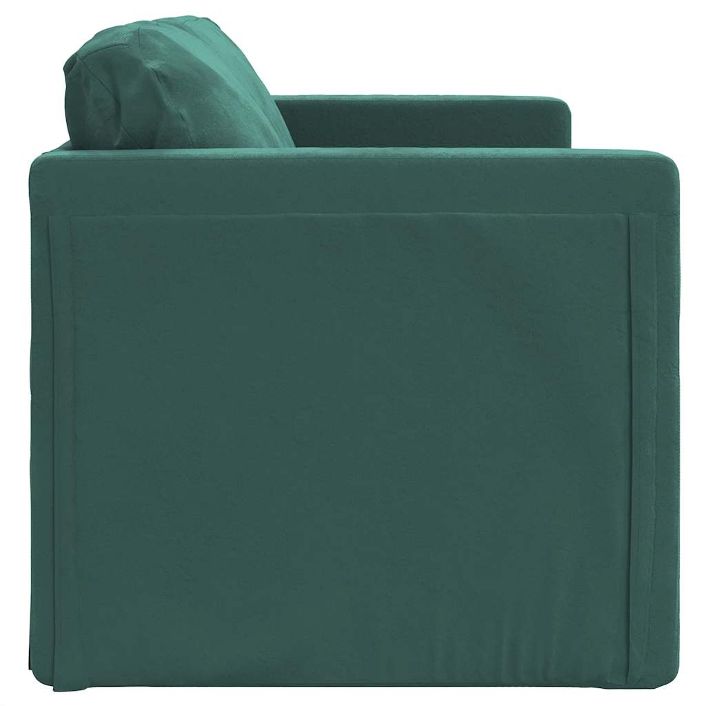 Sofá-cama sem pés 122x204x55 cm veludo verde-escuro