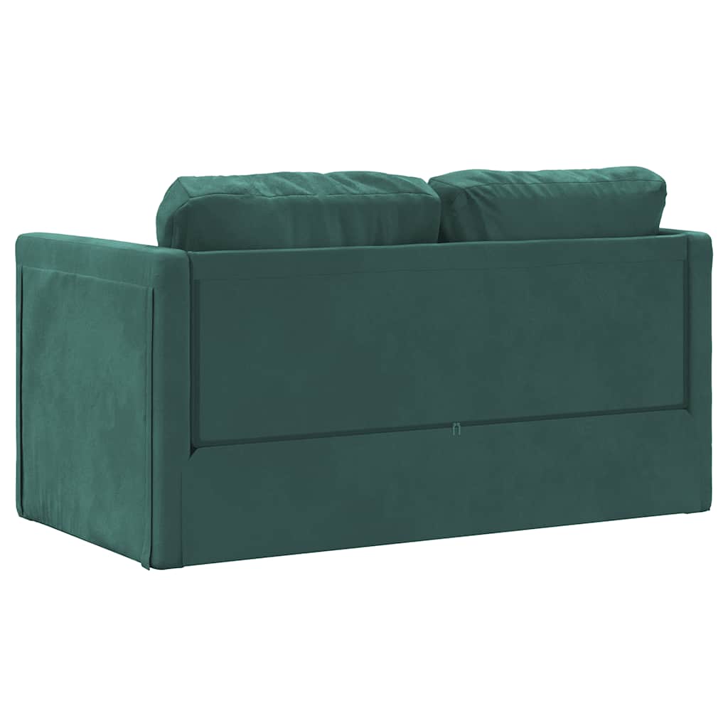 Sofá-cama sem pés 122x204x55 cm veludo verde-escuro