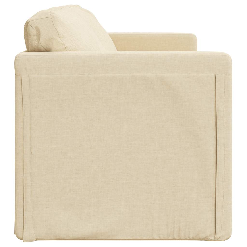 Sofá-cama sem pés 112x174x55 cm tecido cor creme