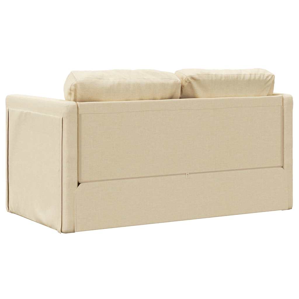 Sofá-cama sem pés 112x174x55 cm tecido cor creme