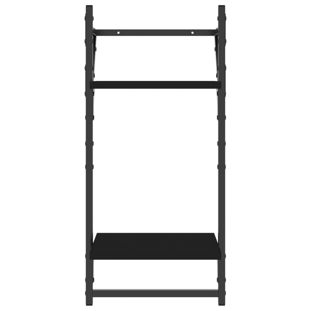 Unidade 2 prateleiras parede com barras 2 pcs 30x25x65 cm preto