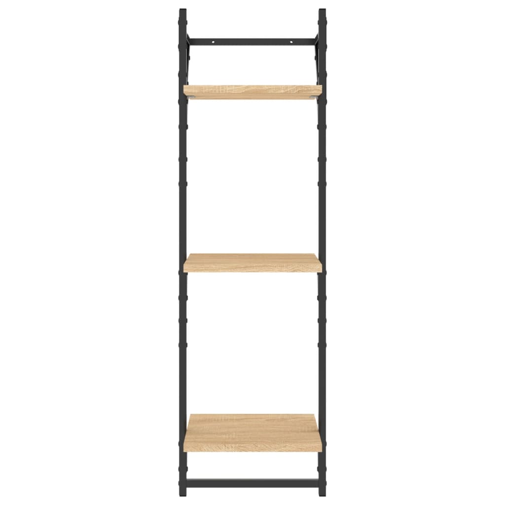 Estante 3 prateleiras + barras 2pcs 30x25x100cm carvalho sonoma