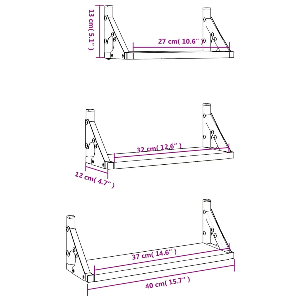 3 pcs prateleiras parede derivados de madeira carvalho sonoma