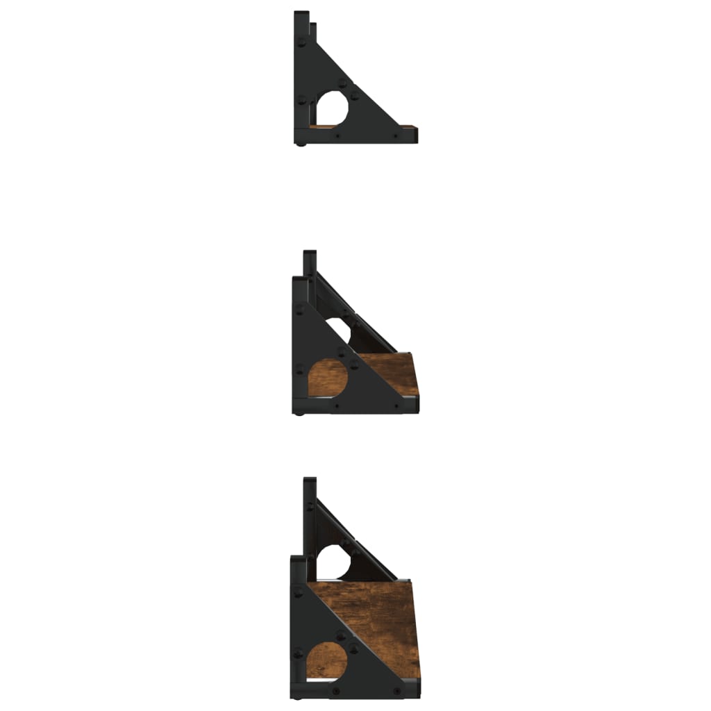 3 pcs prateleiras parede derivados de madeira carvalho fumado