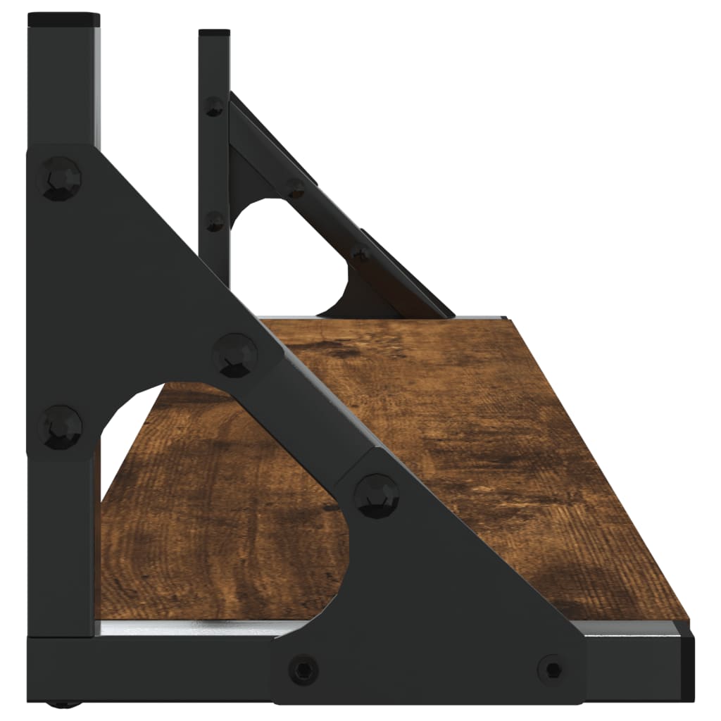 Prateleiras de parede 2 pcs 60x15x15,5 cm carvalho fumado
