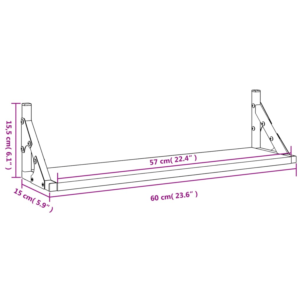 Prateleiras de parede 2 pcs 60x15x15,5 cm carvalho fumado