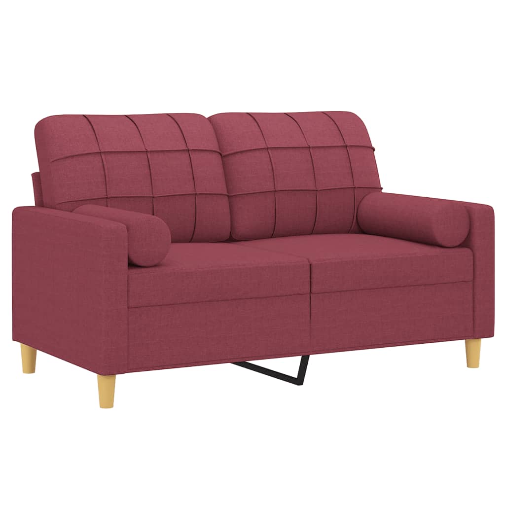 Sofá 2 lug. + almofadas decorativas 120cm tecido vermelho tinto