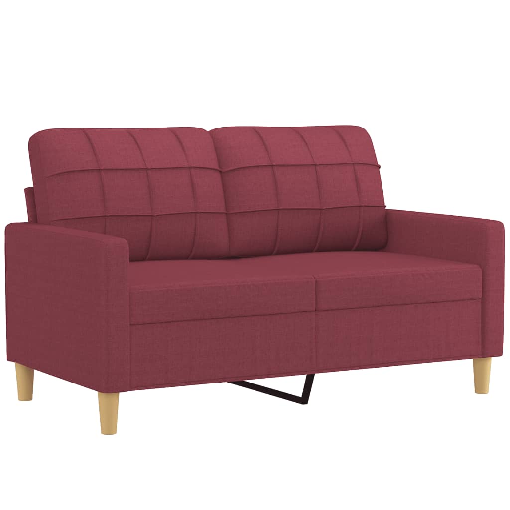Sofá 2 lug. + almofadas decorativas 120cm tecido vermelho tinto