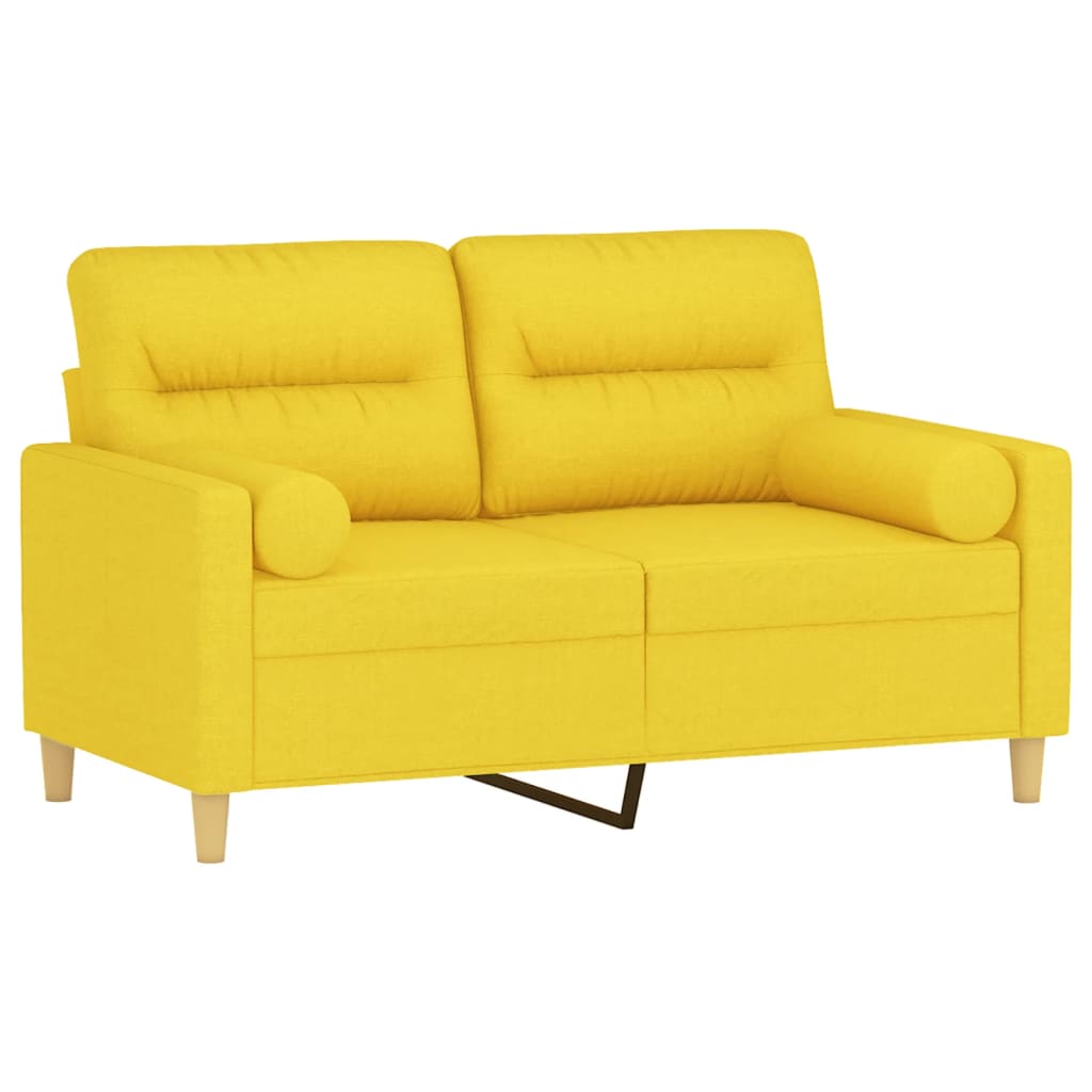 Sofá 2 lug. + almofadas decorativas 120 cm tecido amarelo-claro