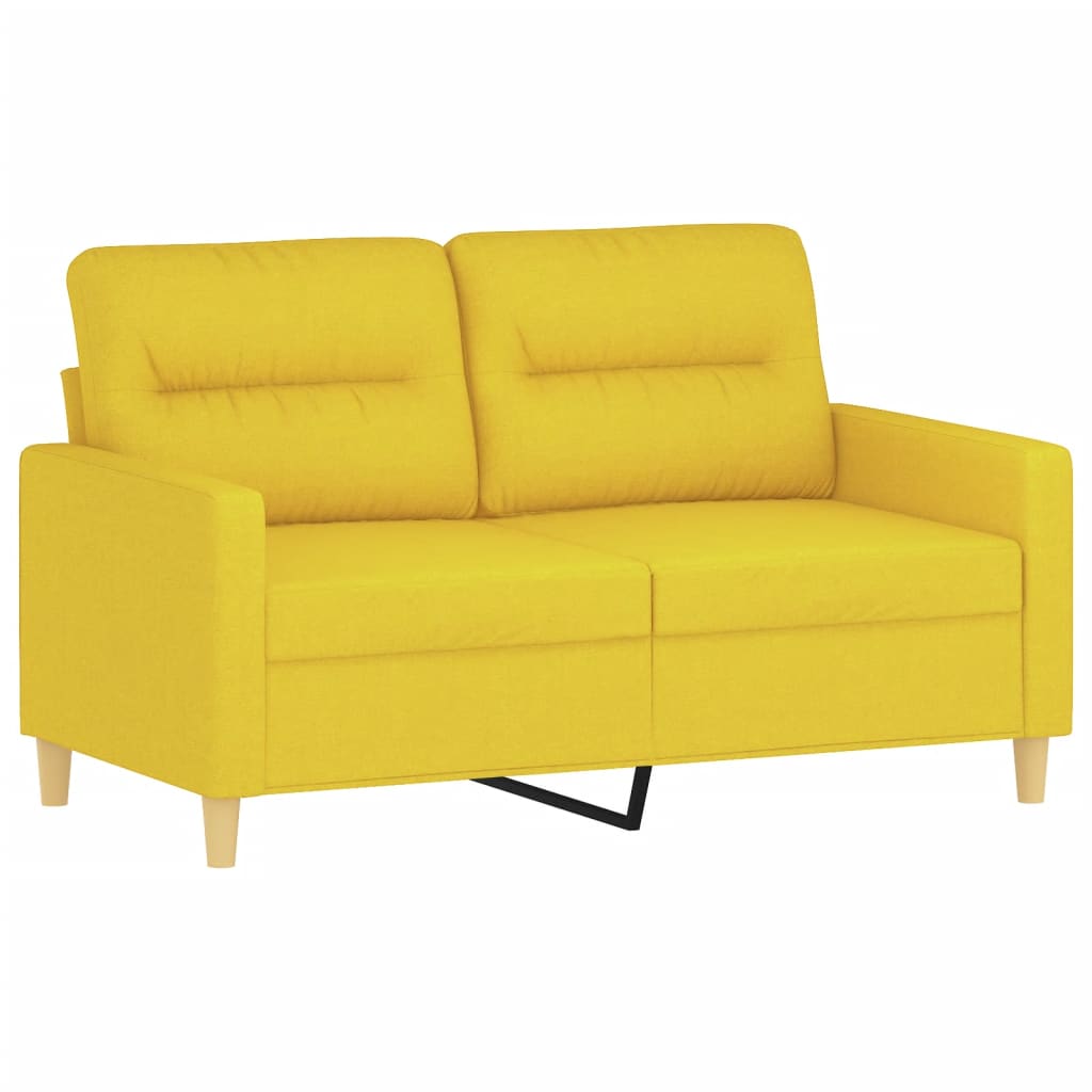 Sofá 2 lug. + almofadas decorativas 120 cm tecido amarelo-claro