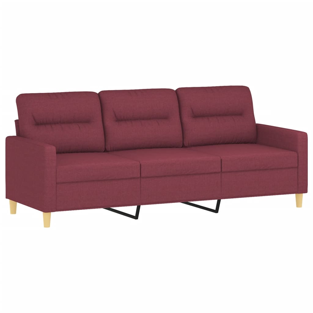 Sofá 3 lug. + almofadas decorativas 180cm tecido vermelho tinto