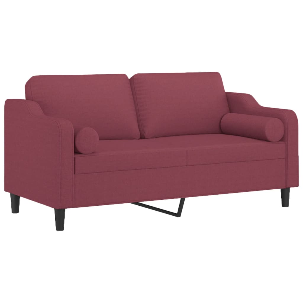 Sofá 2 lug. + almofadas decorativas 140cm tecido vermelho tinto