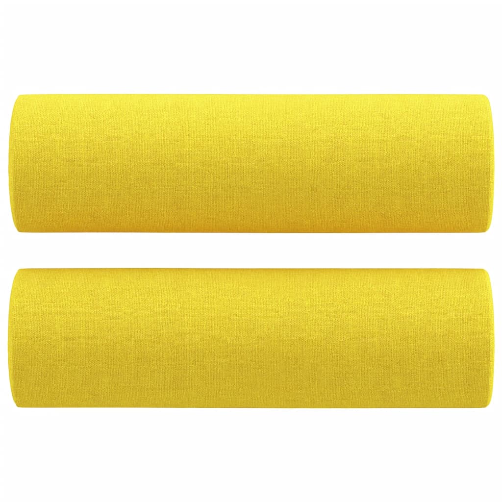 Sofá 3 lugares + almofadas decoração 180cm tecido amarelo-claro