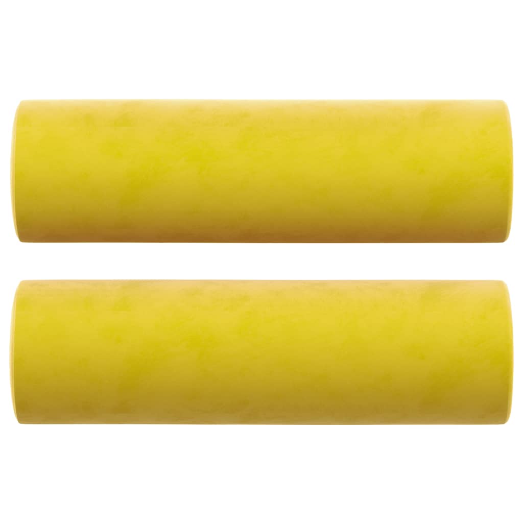 Sofá 2 lugares c/ almofadas decorativas 120 cm veludo amarelo