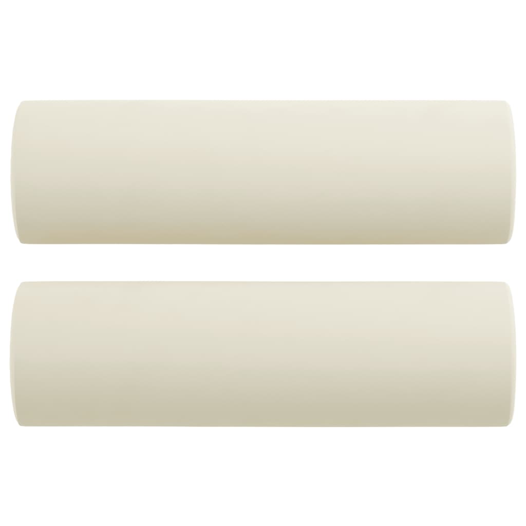 Sofá 3 lugares c/ almofadas decorativas 180 cm veludo creme