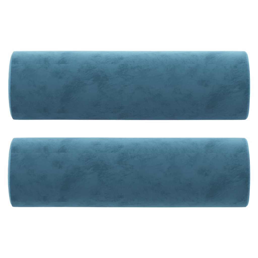 Sofá 3 lugares c/ almofadas decorativas 180 cm veludo azul