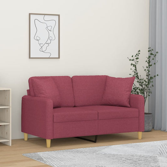Sofá 2 lug. + almofadas decorativas 120cm tecido vermelho tinto