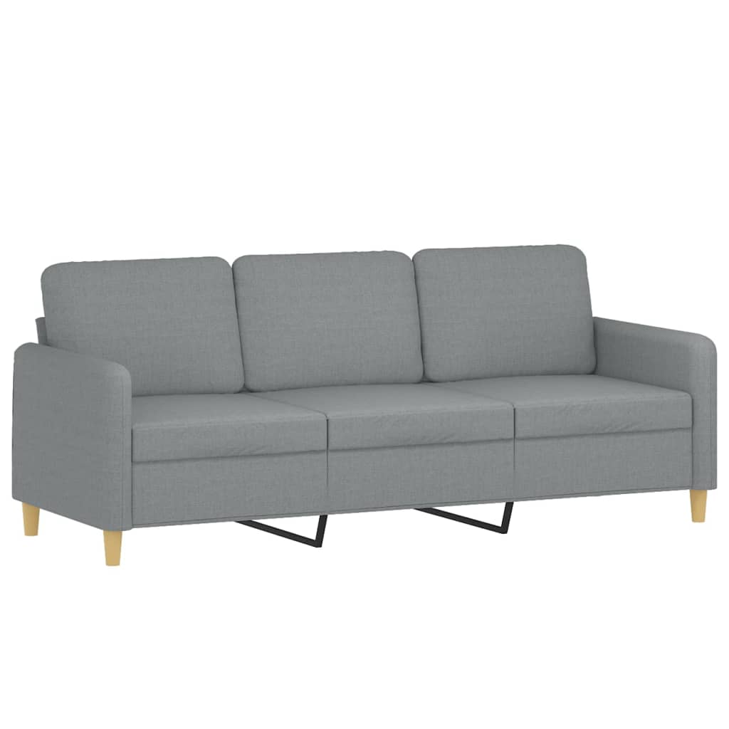 Sofá 3 lugares + almofadas decorativas 180cm tecido cinza-claro