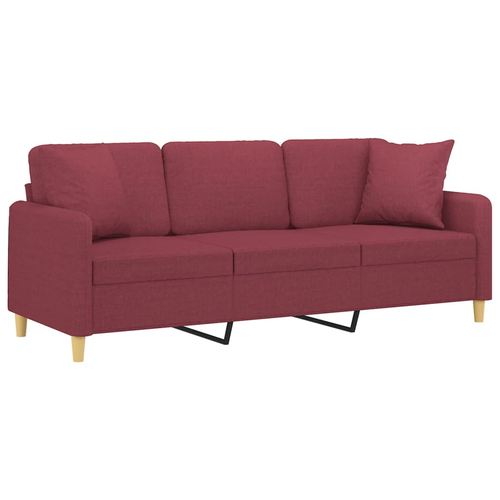 Sofá 3 lug. + almofadas decorativas 180cm tecido vermelho tinto