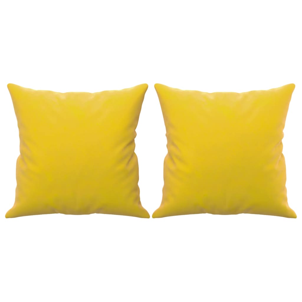 Sofá 2 lugares c/ almofadas decorativas 120 cm veludo amarelo