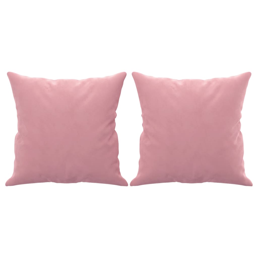 Sofá 2 lugares c/ almofadas decorativas 140 cm veludo rosa
