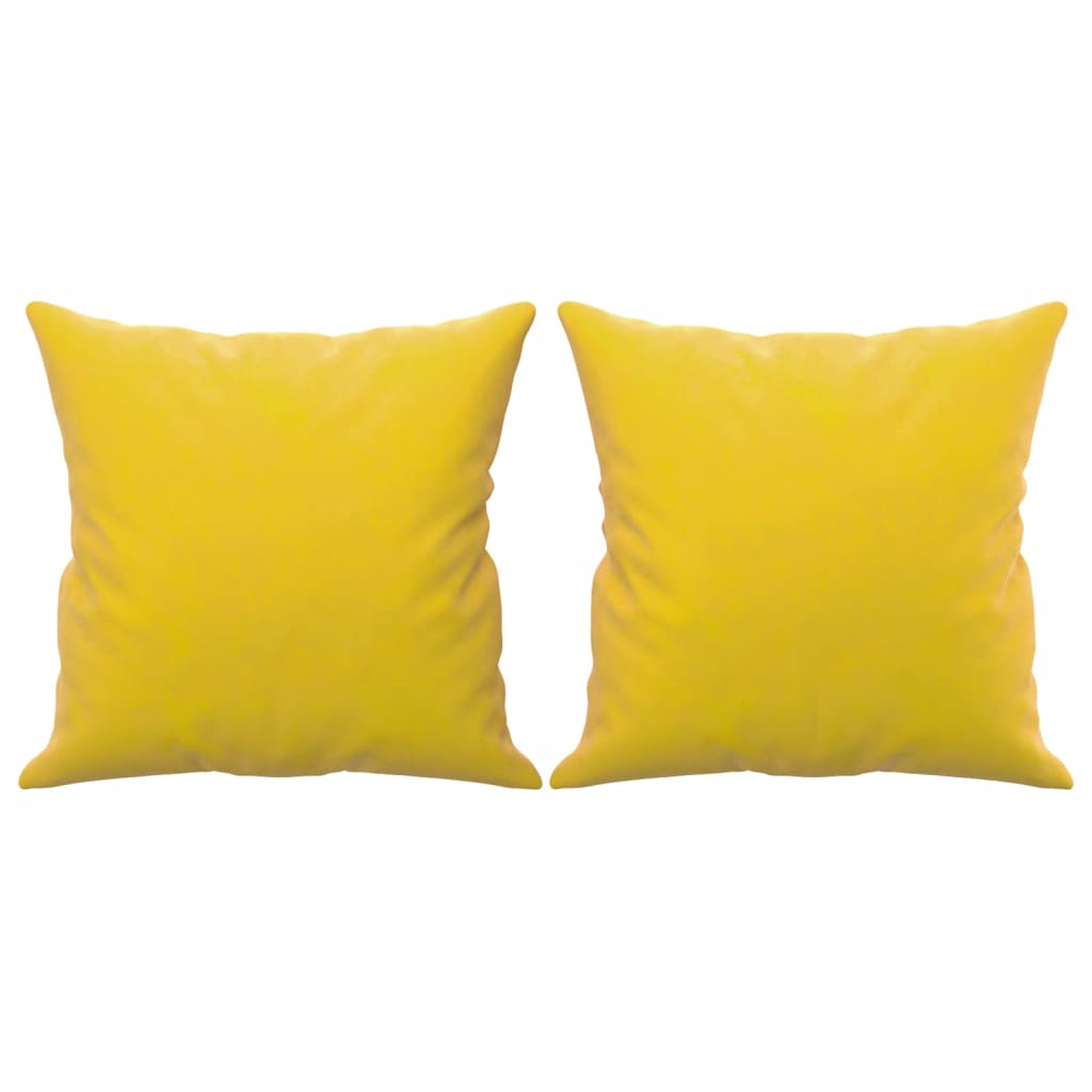 Sofá 2 lugares c/ almofadas decorativas 140 cm veludo amarelo
