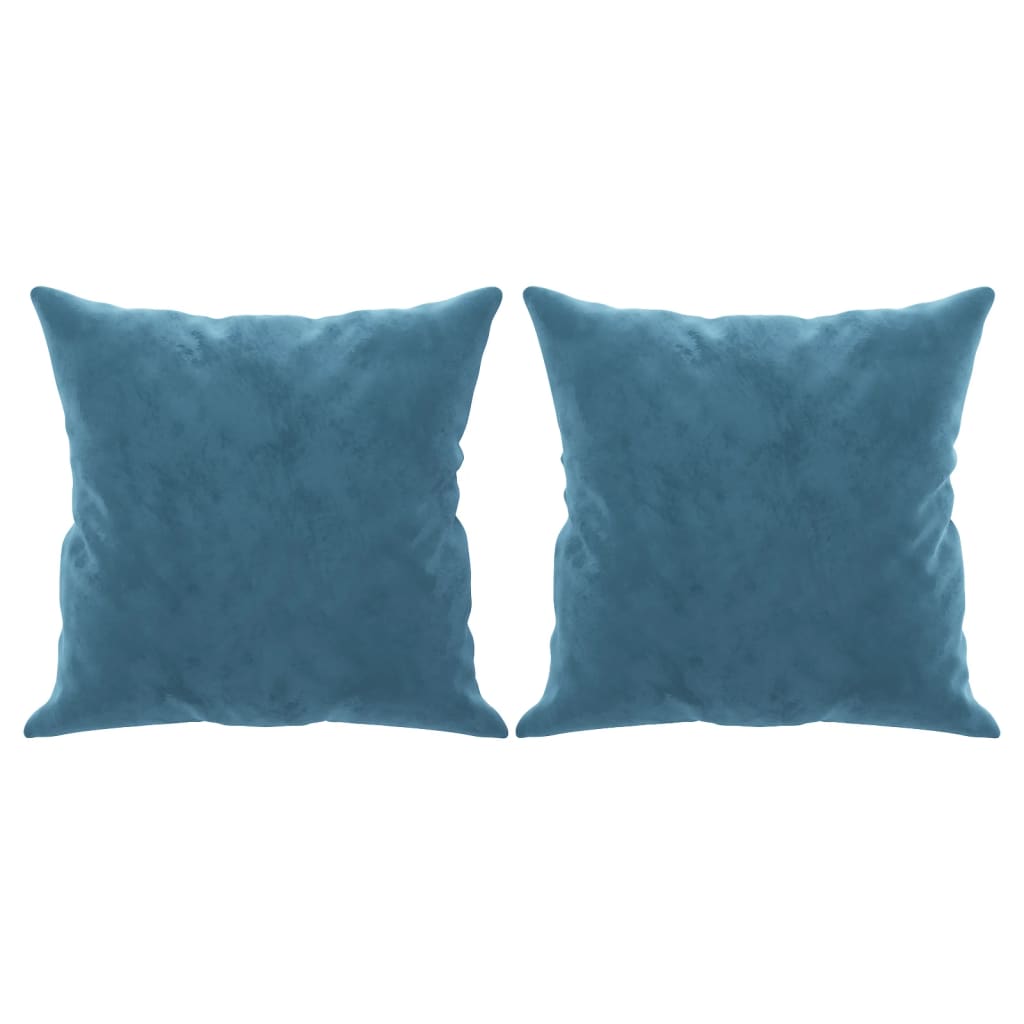 Sofá 2 lugares c/ almofadas decorativas 140 cm veludo azul