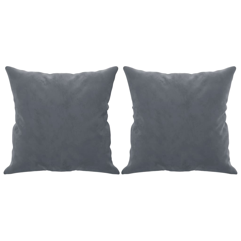Sofá 3 lug. c/ almofadas decorativas 180 cm veludo cinza-escuro