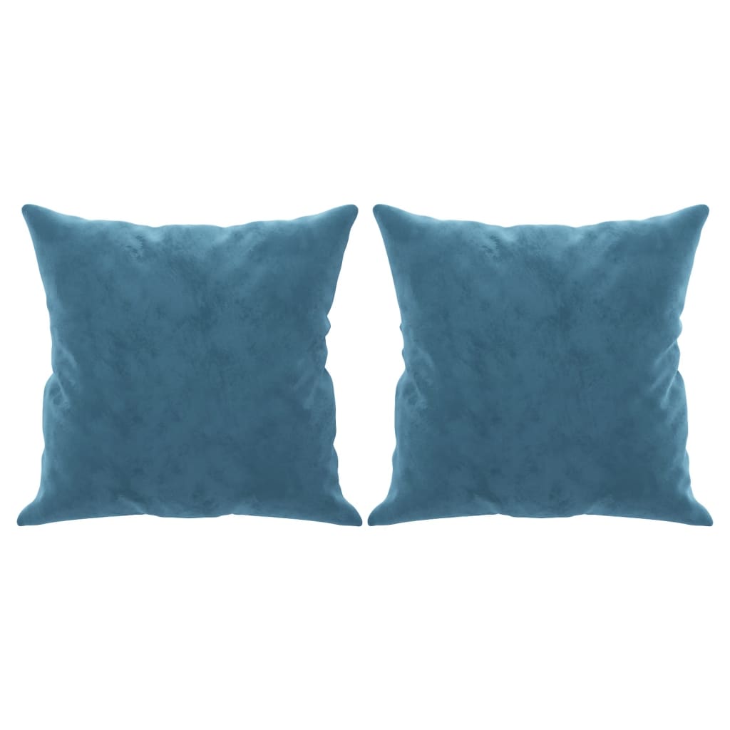 Sofá 3 lugares c/ almofadas decorativas 180 cm veludo azul