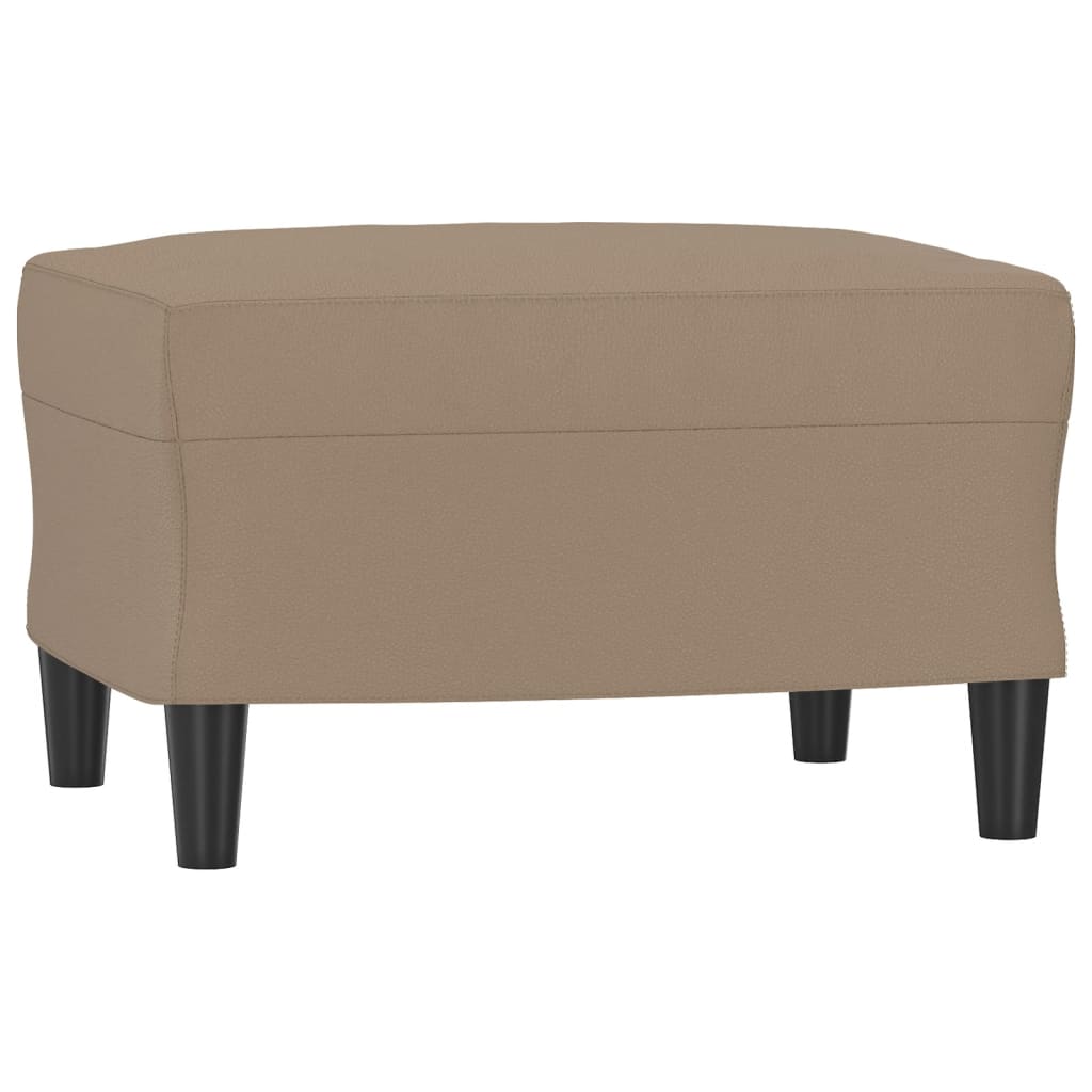 Sofá 3 lugares c/ apoio pés 180 cm couro artificial cappuccino