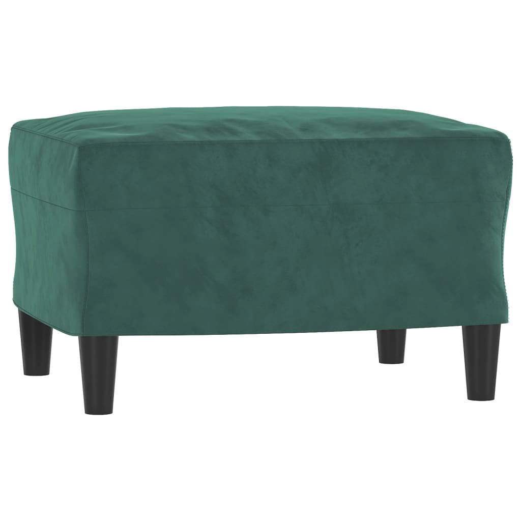 Sofá de 3 lugares com apoio de pés 180 cm veludo verde-escuro