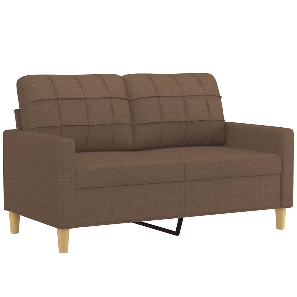2 pcs conjunto de sofás com almofadas tecido castanho