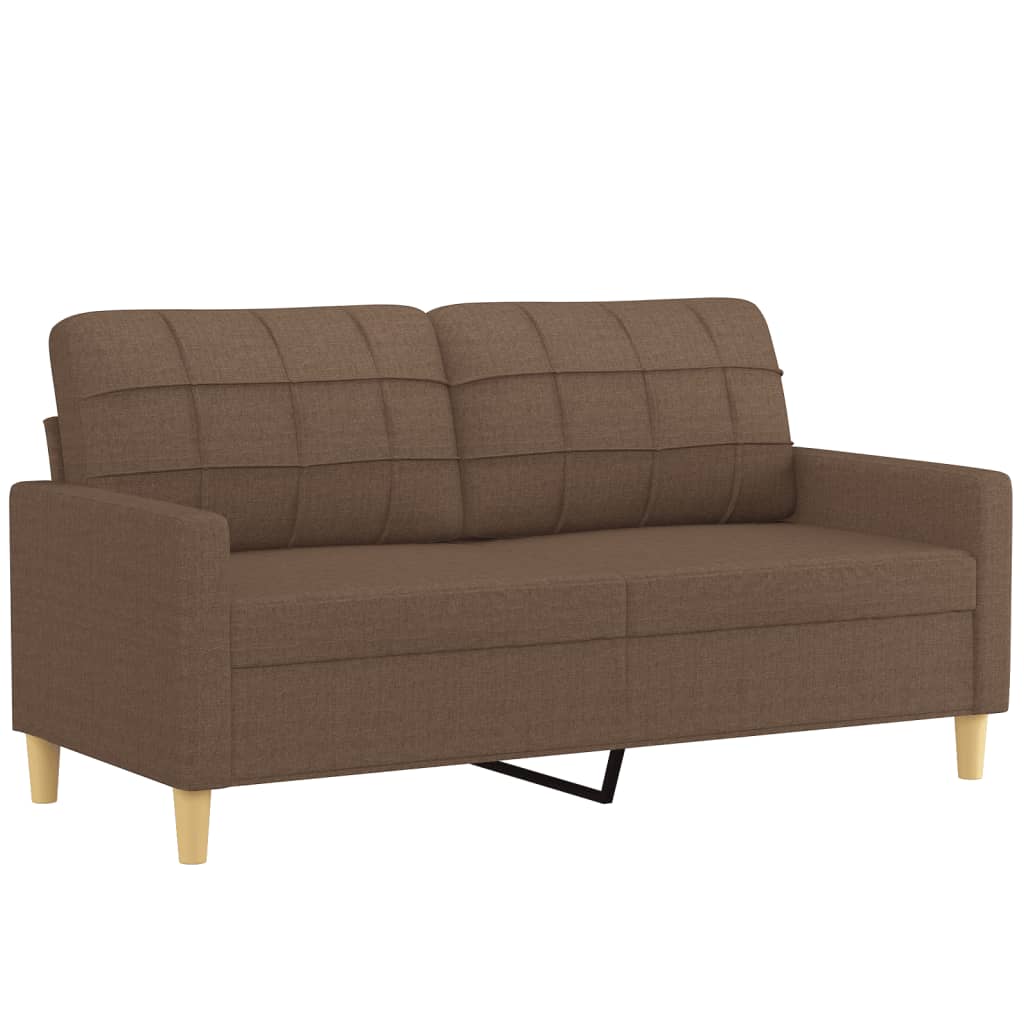 2 pcs conjunto de sofás com almofadas tecido castanho