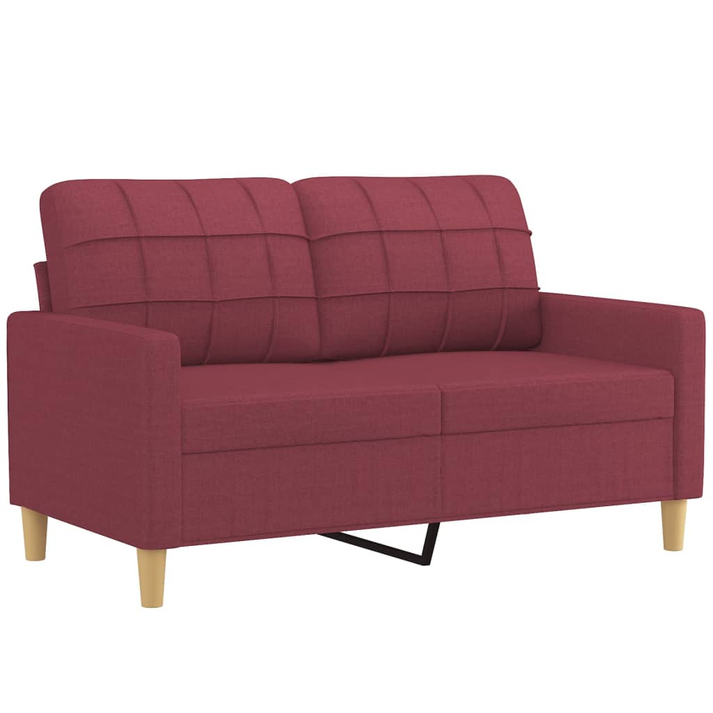 2 pcs conjunto de sofás com almofadas tecido vermelho-tinto