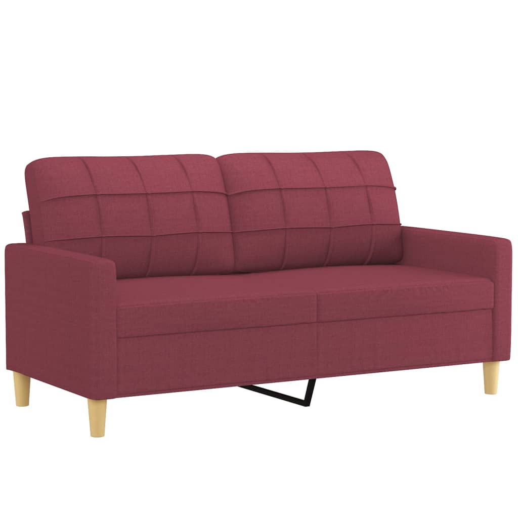 2 pcs conjunto de sofás com almofadas tecido vermelho-tinto