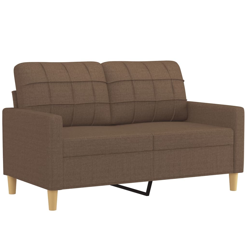 3 pcs conjunto de sofás com almofadas tecido castanho