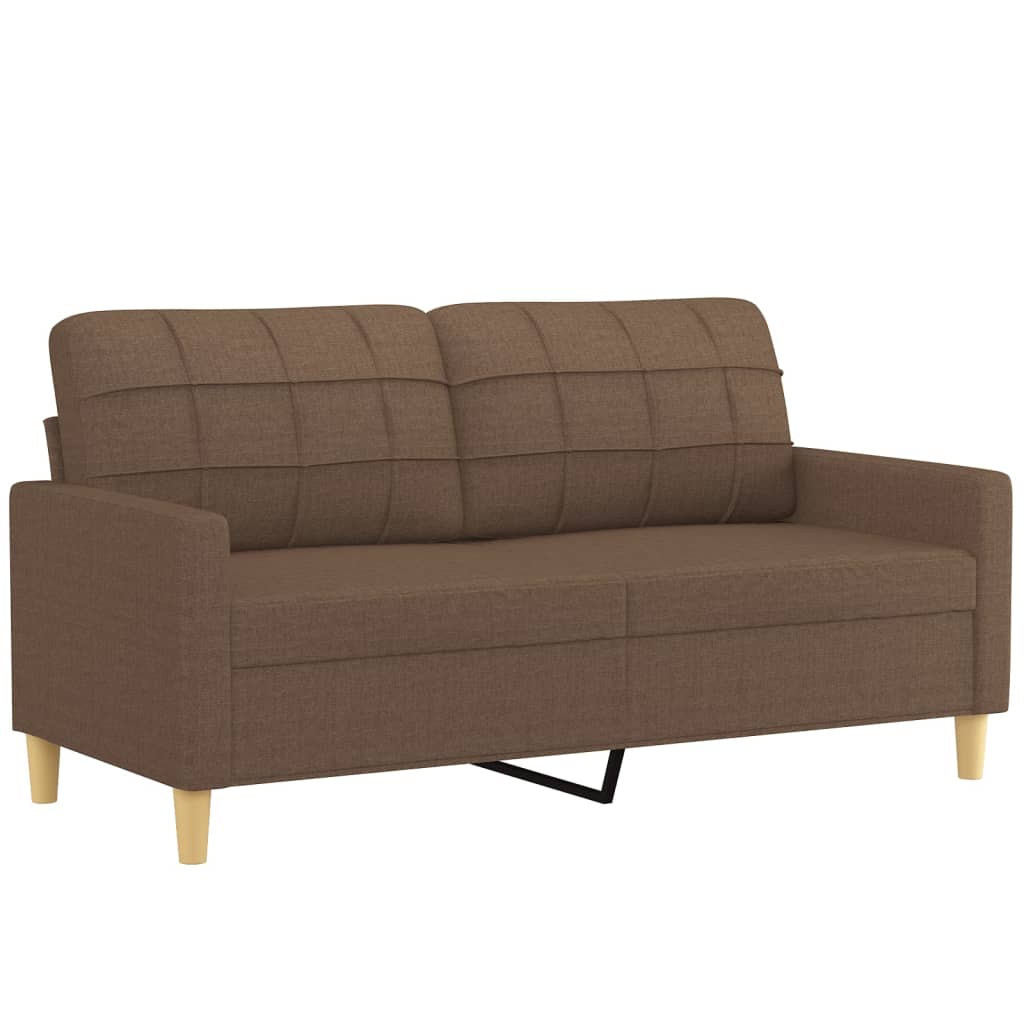 3 pcs conjunto de sofás com almofadas tecido castanho